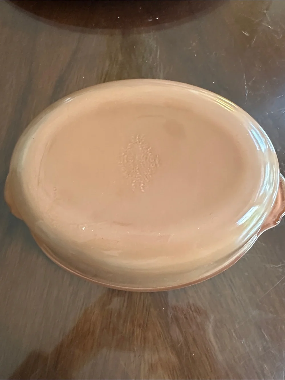 Vintage Fire King #467 Peach Luster 1 1/2 Quart Casserole Dish with Lid